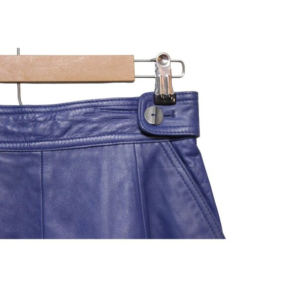 Vintage 80s 90s Genuine Leather Skirt Size 8 Blue Purple Glam Rock Retro Punk - Picture 5 of 13